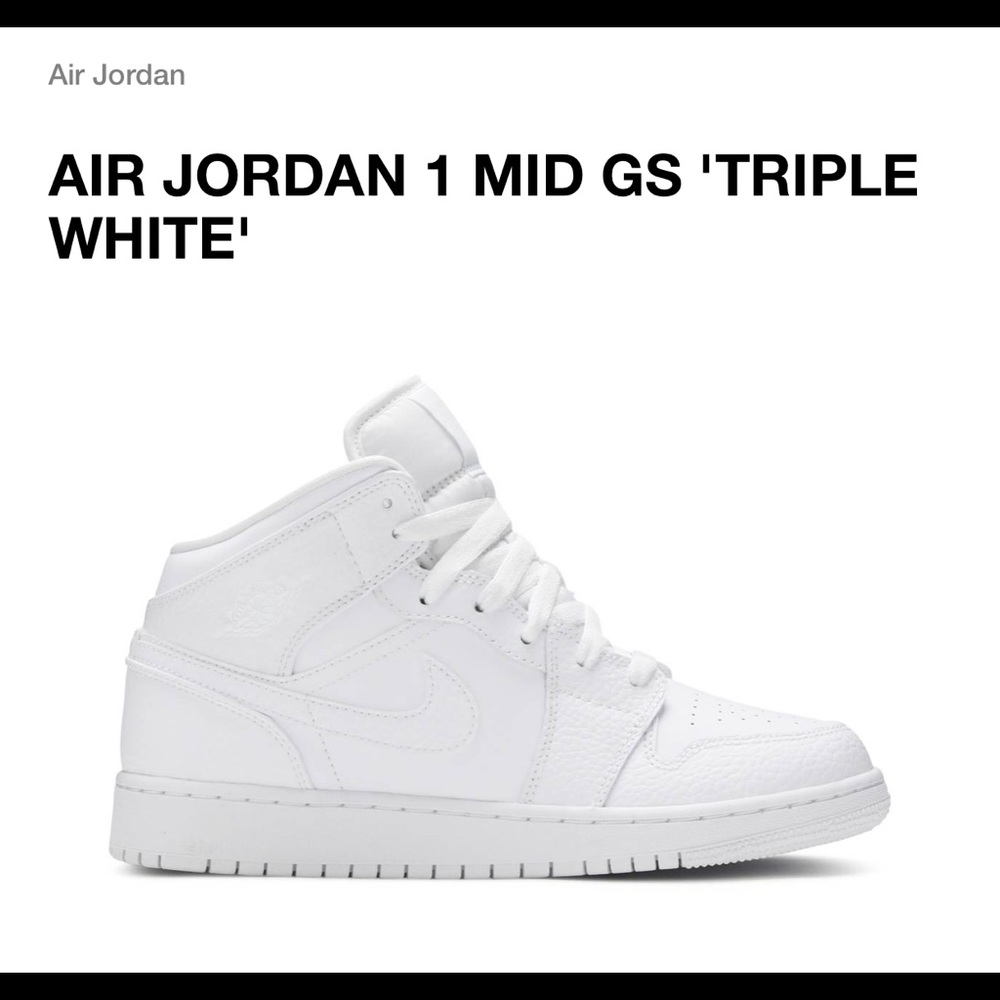 Air Jordan 1 Mid GS triple white